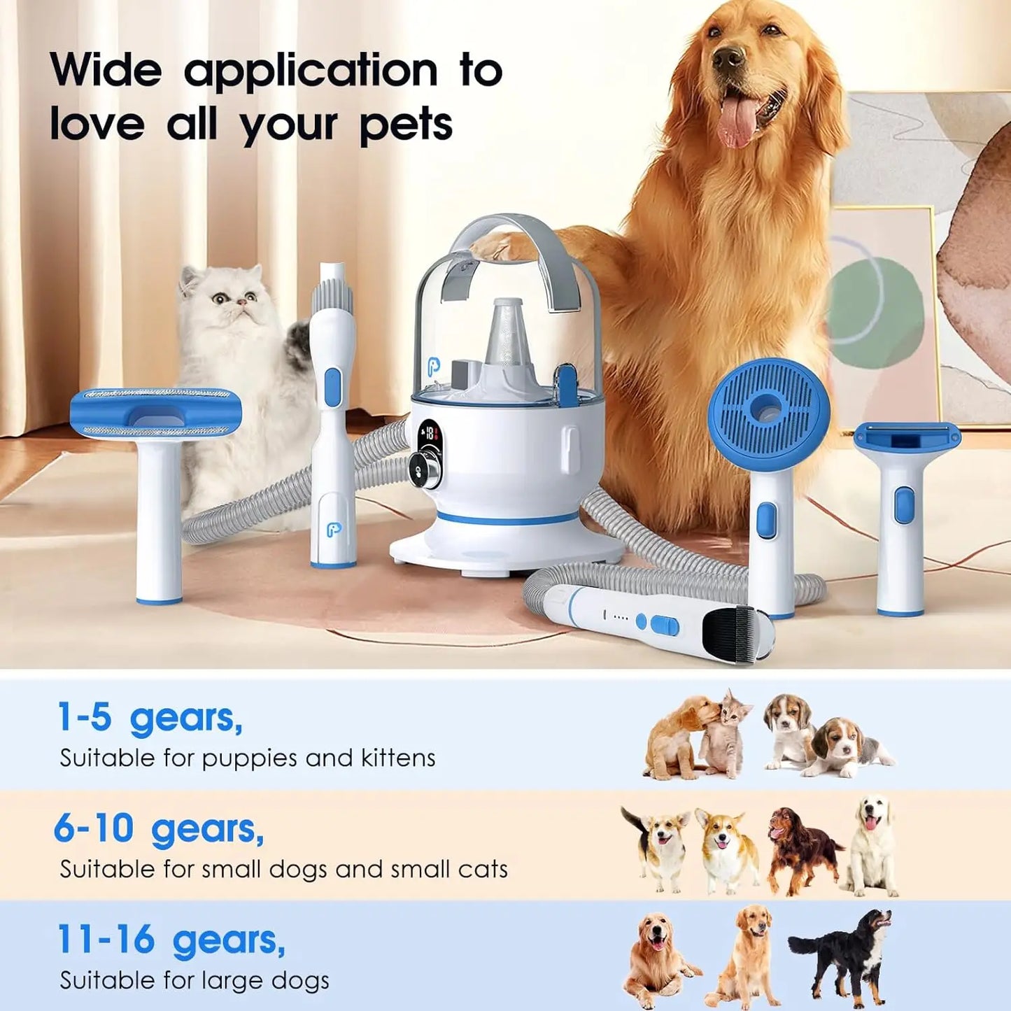Dog Grooming Kit With 2L Vacuum Suction 99 Percent Hair