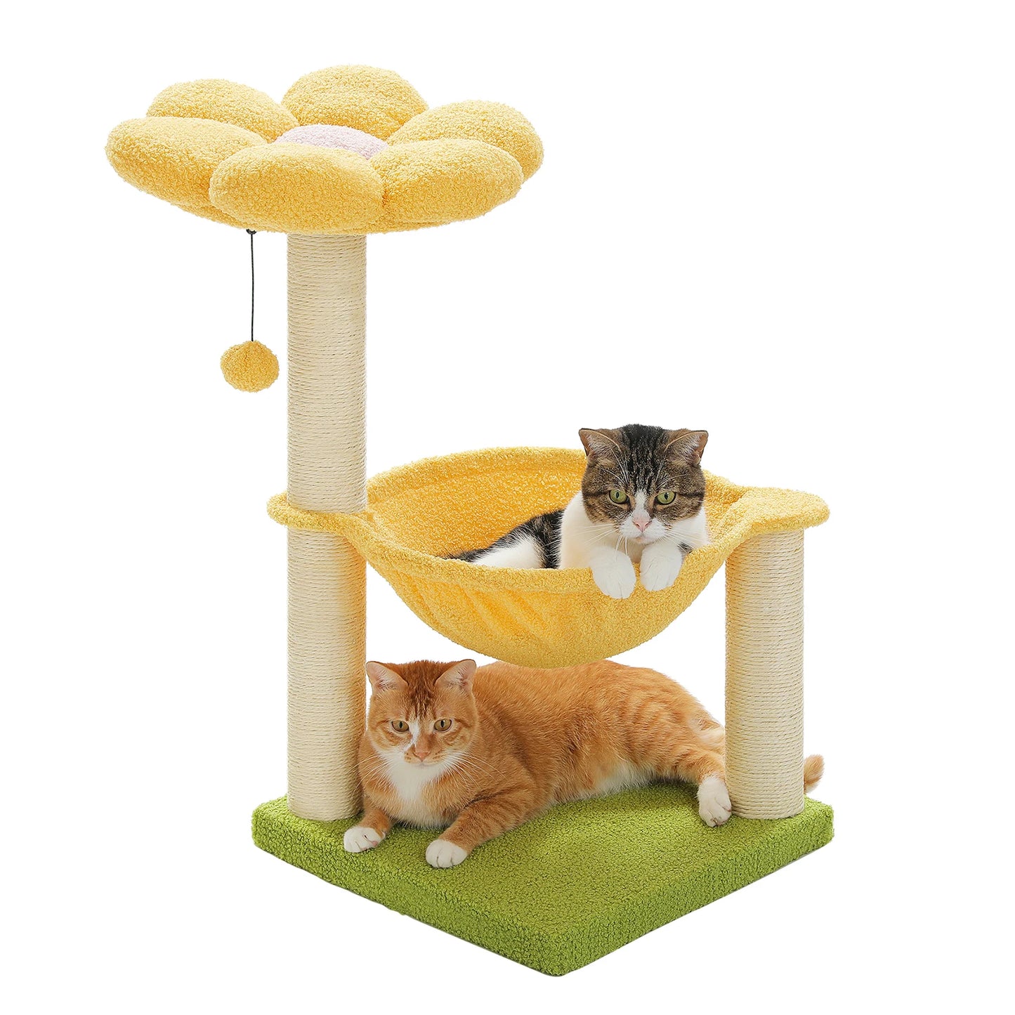 PAWZ Road Flower Cat Tree With Sisal Scratching Post Large Hammock Soft Top Perch Three Layer Cat Tower For Indoor Cats