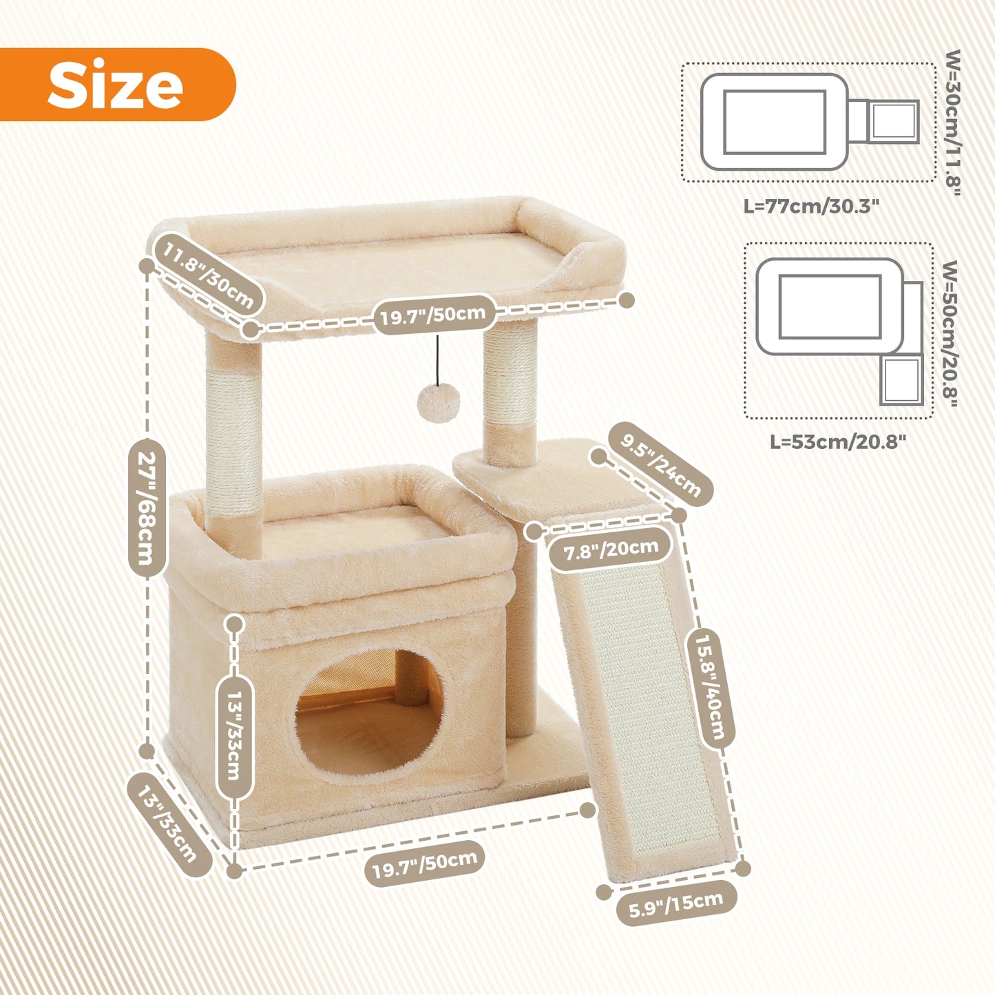 Safe And Stable 27 Inch Cat Tree Tower With Cozy Top Perch