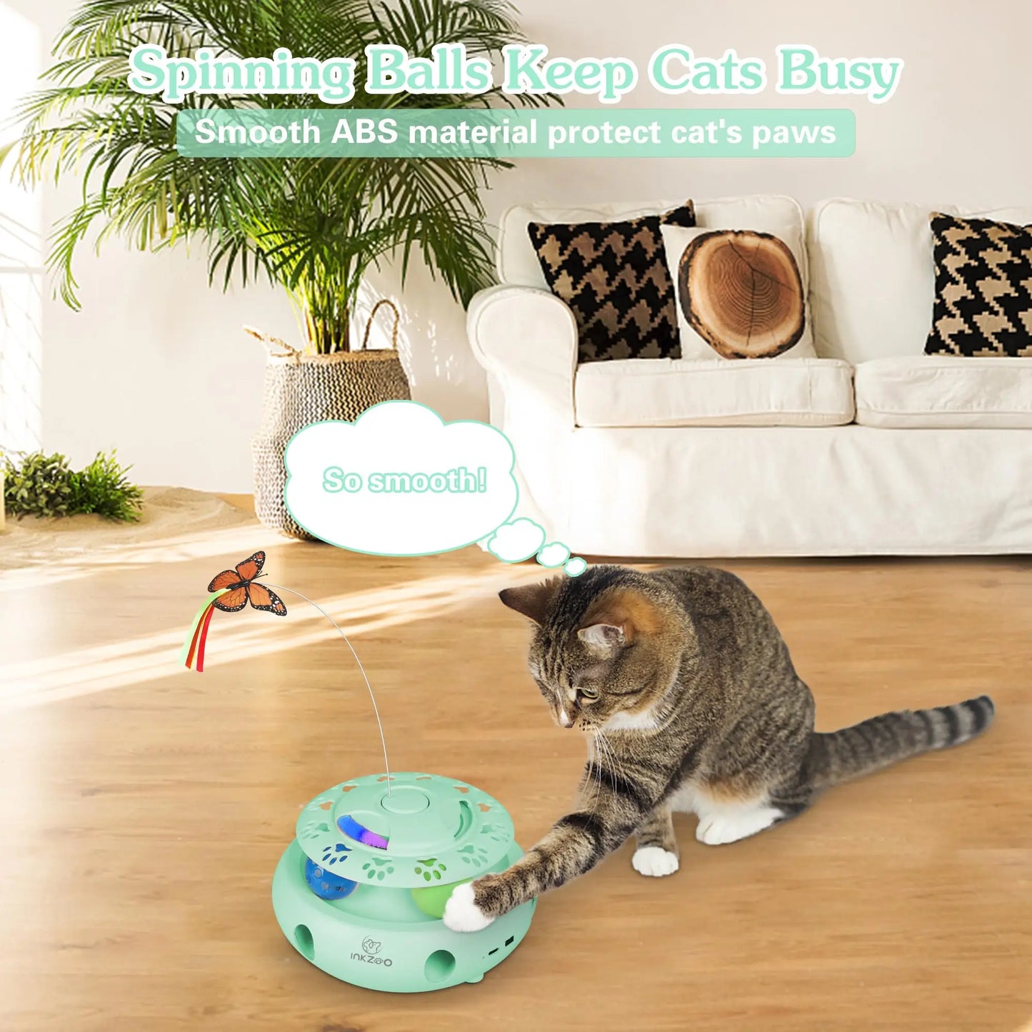 INKZOO 4 In 1 Interactive Cat Toys Indoor Cats USB
