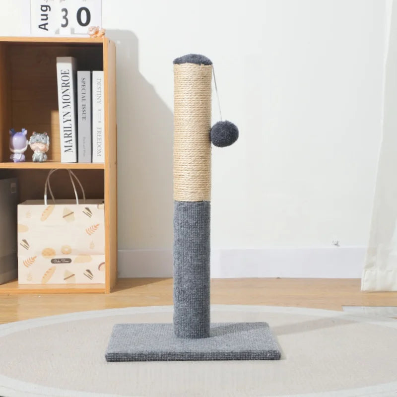 Natural Sisal Cat Scratching Post With Toy Ball Velvet Base