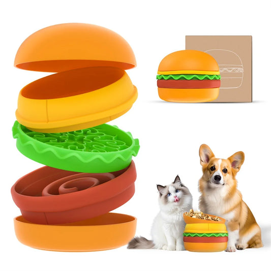 5 In 1 Pet Bowls Set Tilted Elevated Slow Feeder Lick Mat