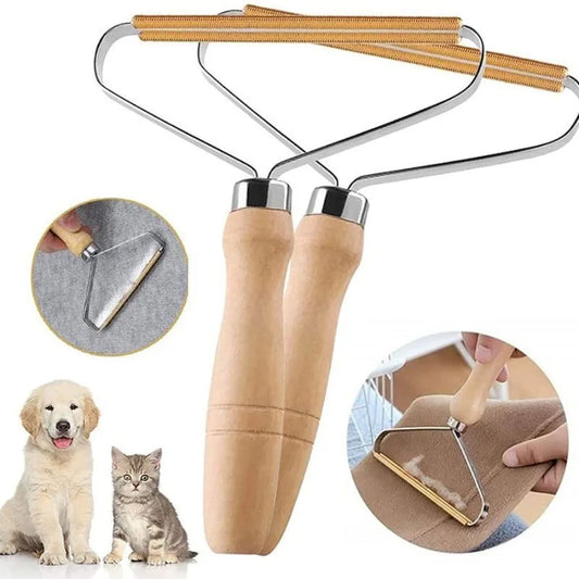 Pet Hair Remover Brush Dog Cat Wood Handle Clothes Blankets