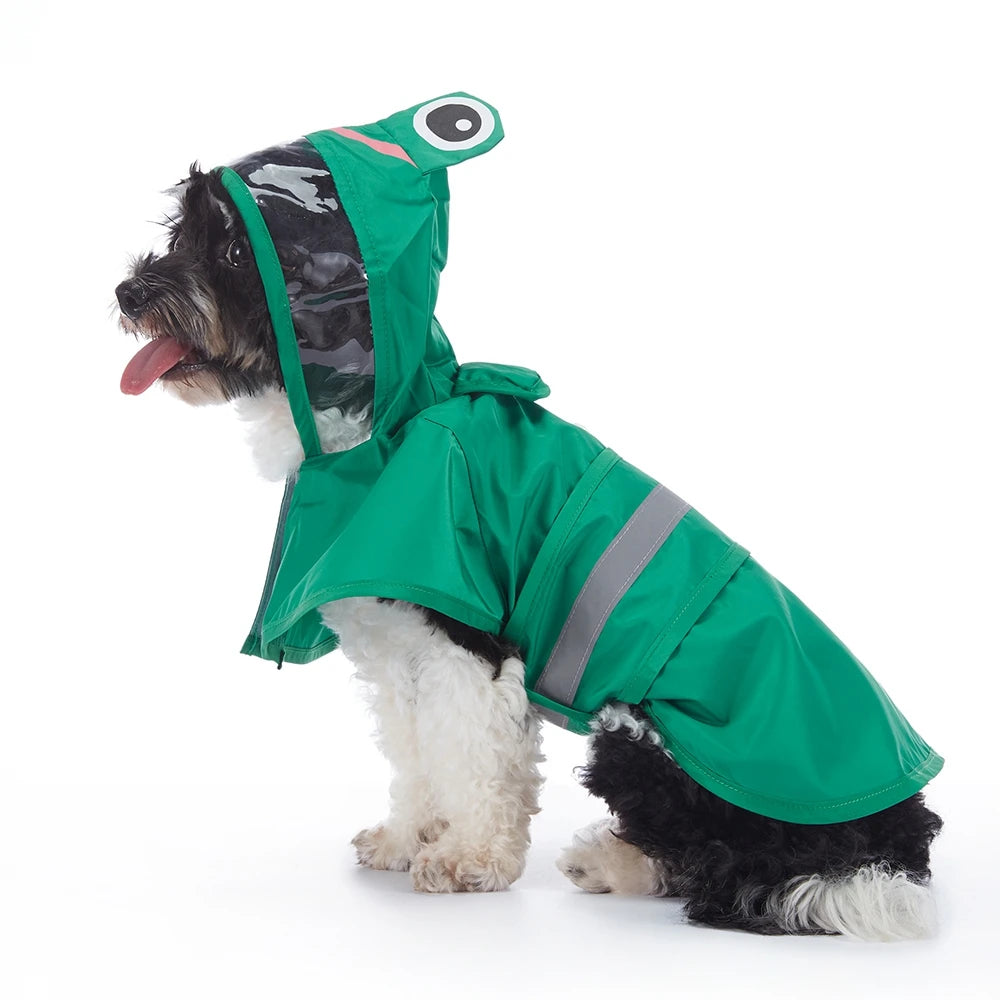Fashionable Reflective Dog Raincoat Hooded Waterproof Jacket For Large Dogs Outdoor Weatherproof Coat