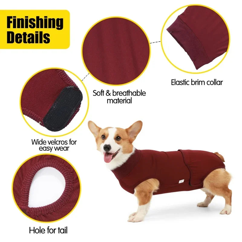 Recovery Shirt For Dogs Cats After Surgery Abdominal Wounds