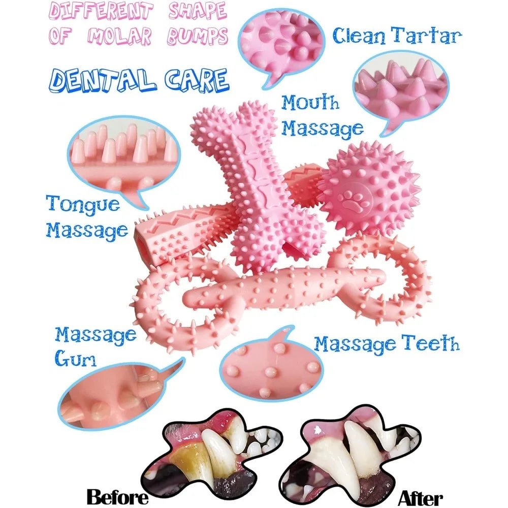 Pink Teething Chew Toys For Puppies Two To Eight Months