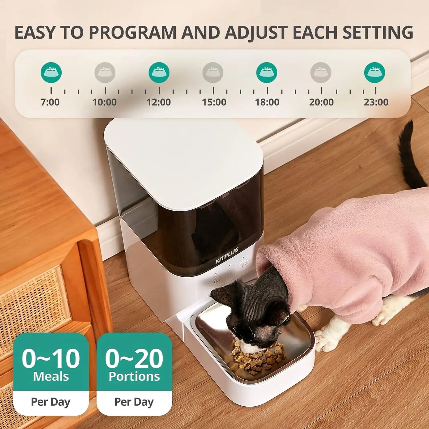 Automatic Cat Feeder Timed App Control 4L With Lock Lid