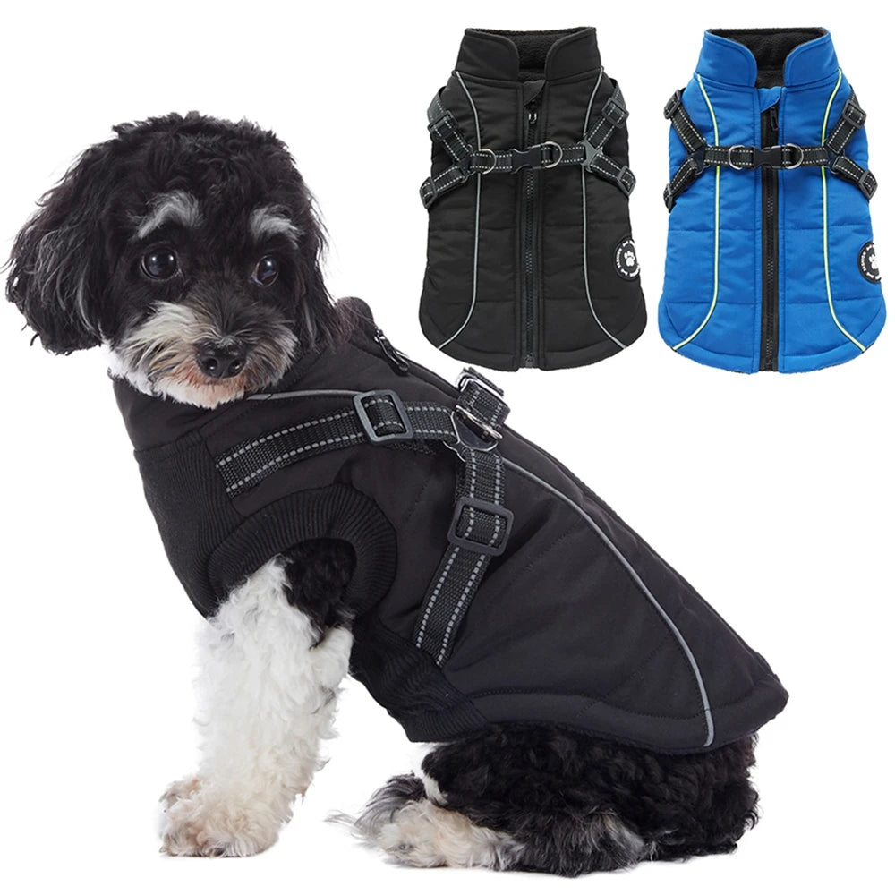 Pet Dog Waterproof Warm Winter Jacket With Harness Reflective Coat For Small Large Dogs Chihuahua French Bulldog Outfits