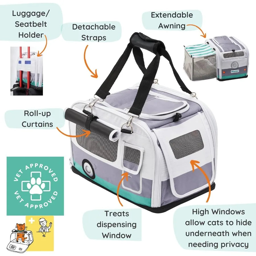 Premium SoftSided 2in1 Cat Carrier Home Hideaway Calming Den