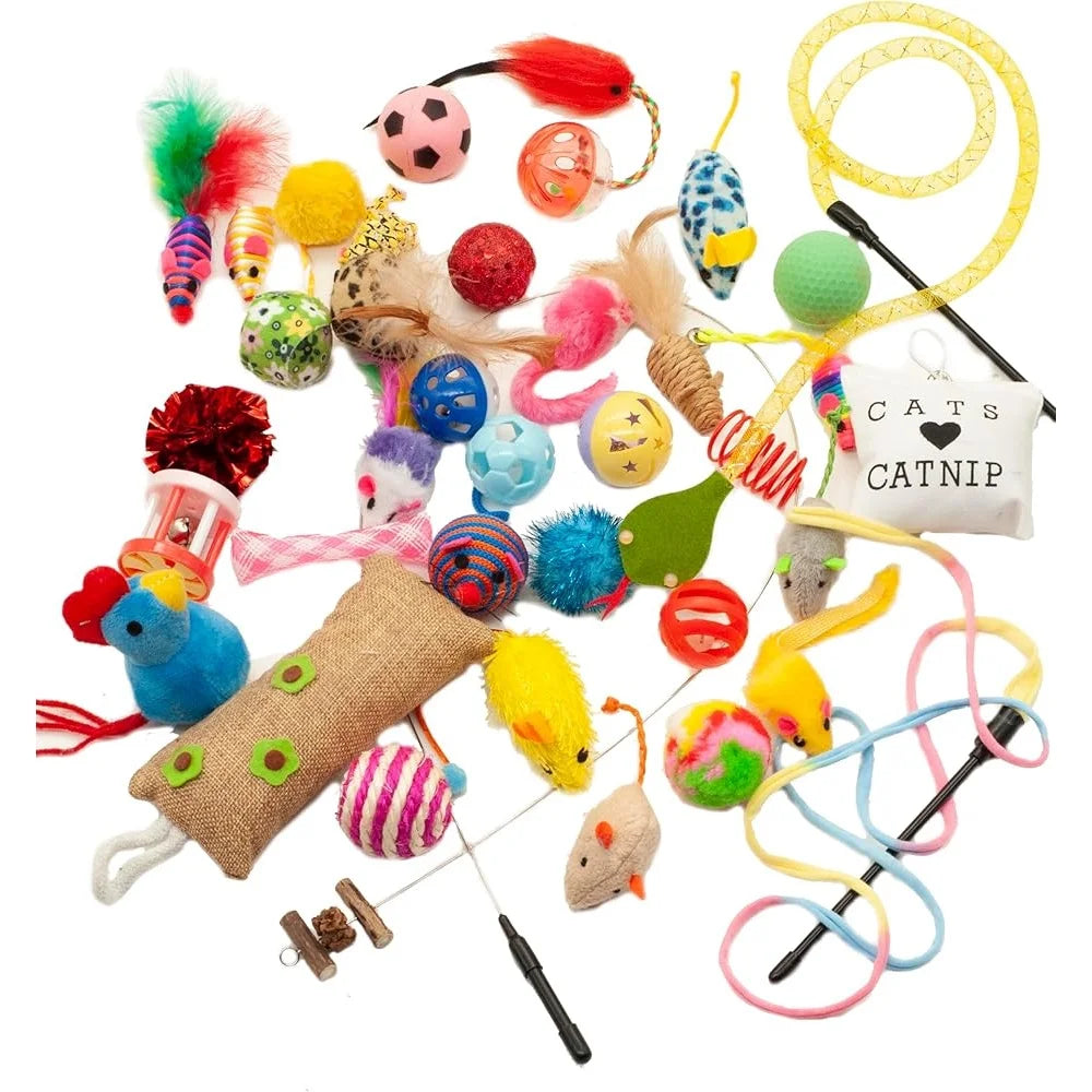 20 Piece Cat Toys Set Variety Pack Rattle Balls Catnip Mice