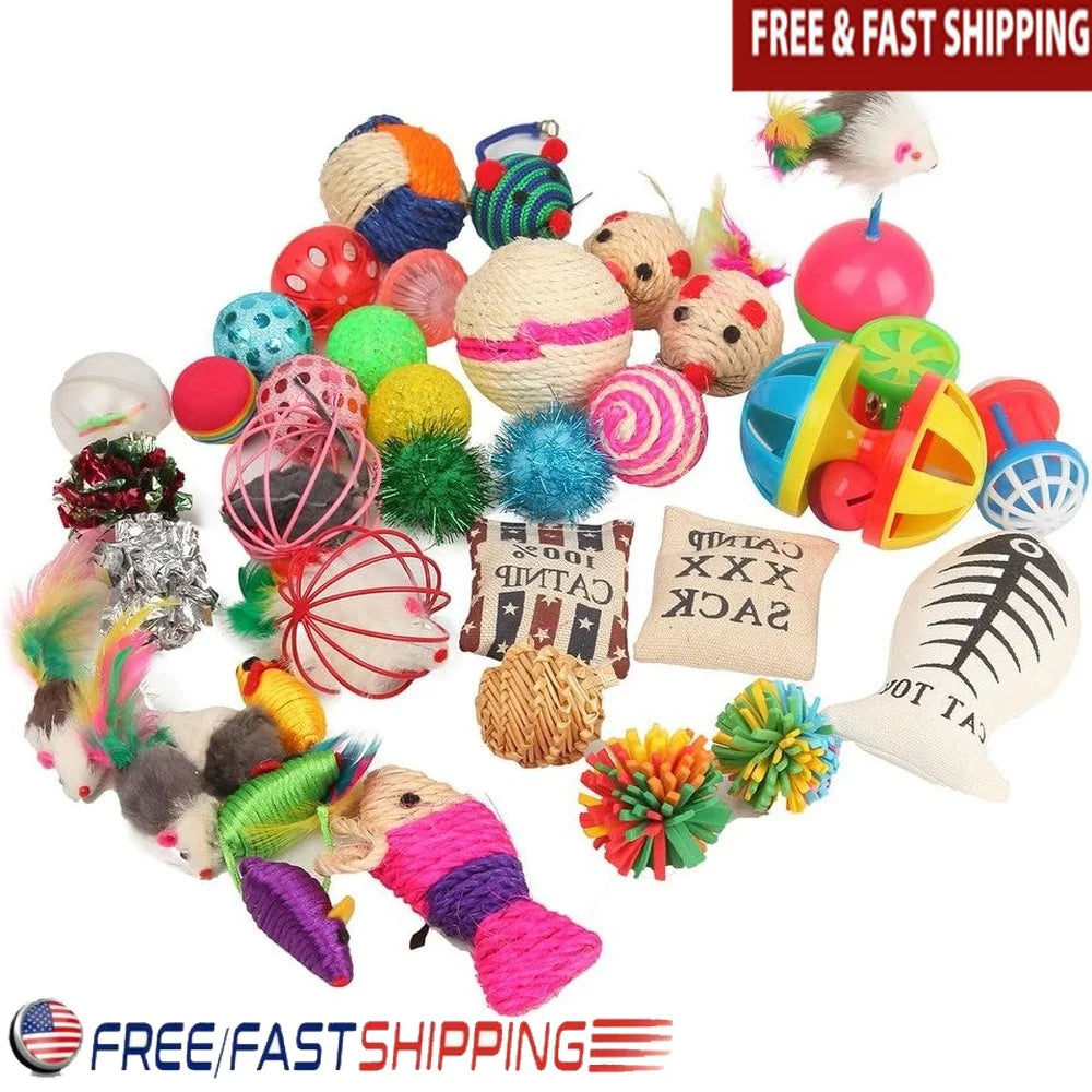 20 Piece Cat Toys Set Variety Pack Rattle Balls Catnip Mice