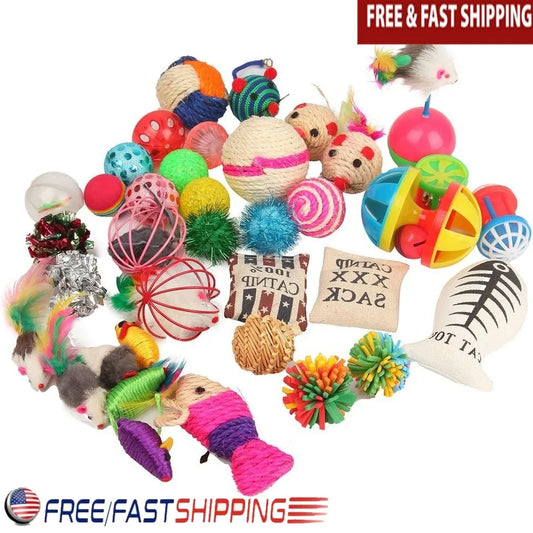 20 Piece Cat Toys Set Variety Pack Rattle Balls Catnip Mice