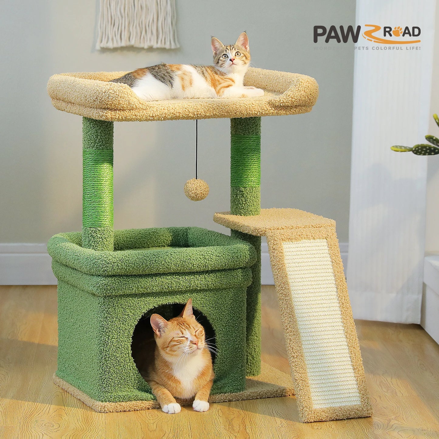 Small Cat Tree for Indoor Cat Tower With Sisal Scratching Post and Pad Wide Top Perch Large Cat Condo Cat Scratchers Toys