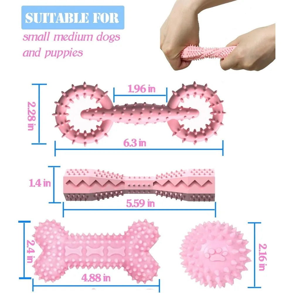Pink Teething Chew Toys For Puppies Two To Eight Months