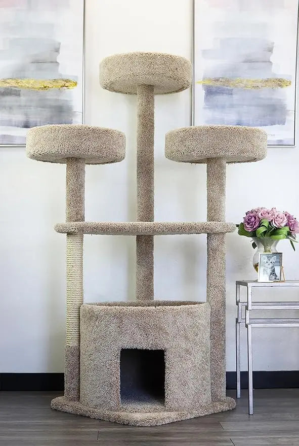 Luxurious Tan Maine Coon Cat Tree House Model 130014