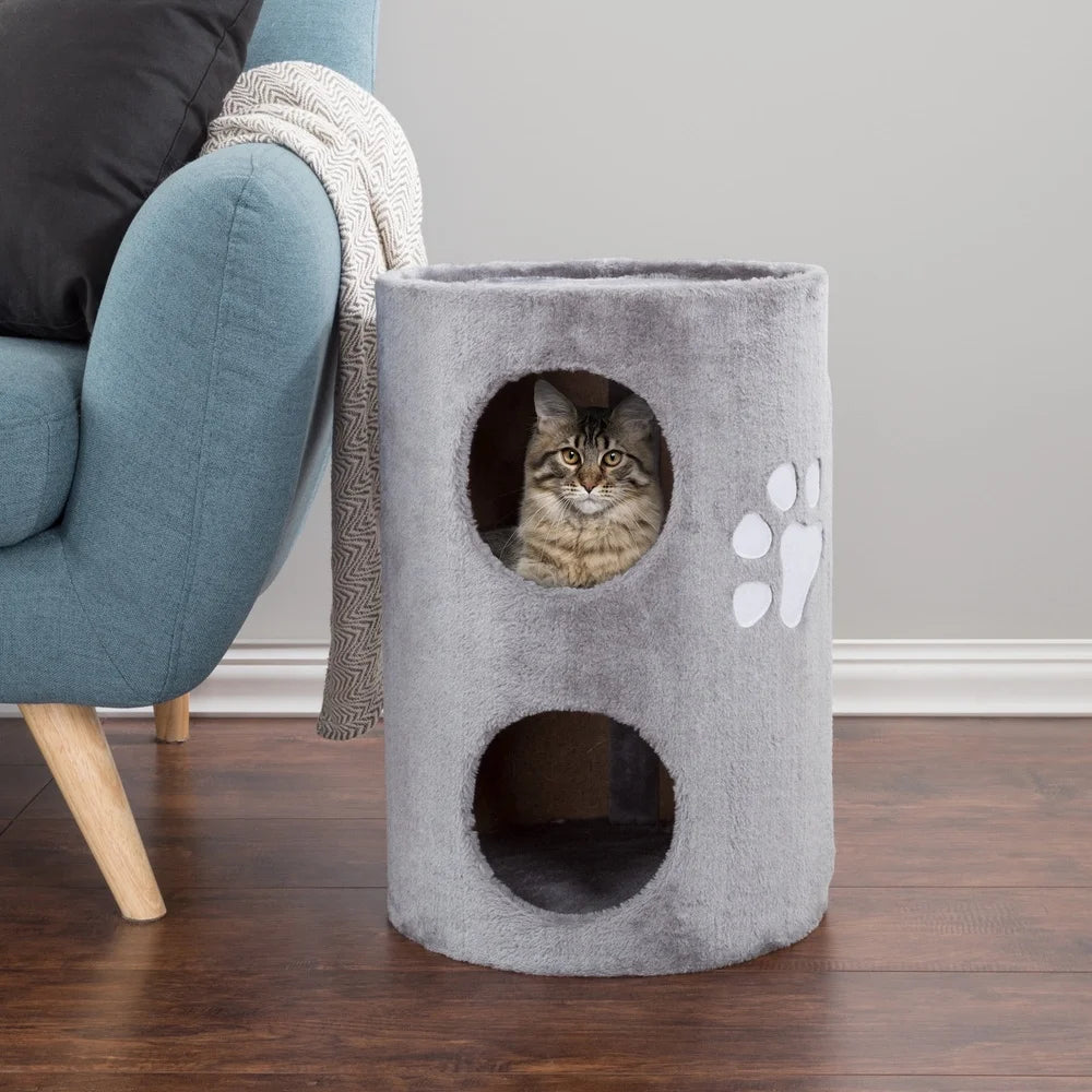 Two Story Cat Condo Space Saving Scratching Tree Lightweight