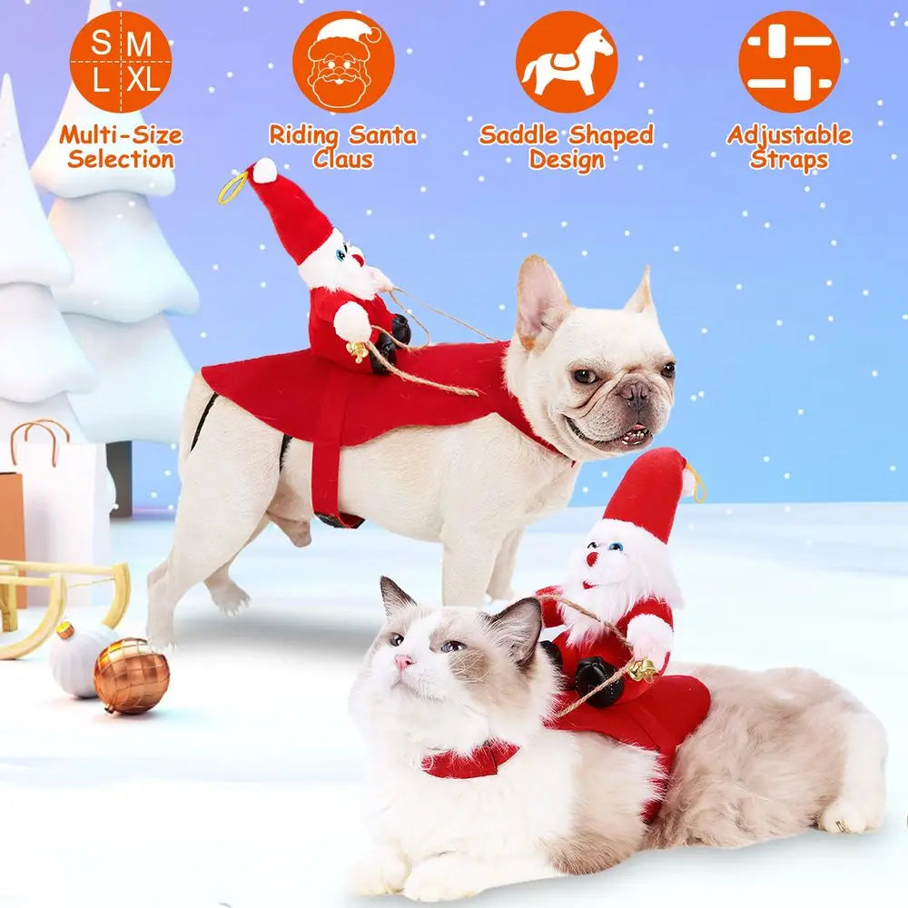 Red Winter Coat For Pet Dog Santa Bell Cosplay Outfit