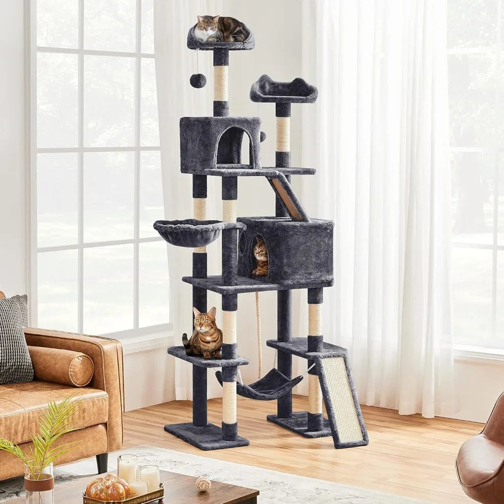 Yaheetech 82in Large Cat Tree Tower With Hammock And Condos