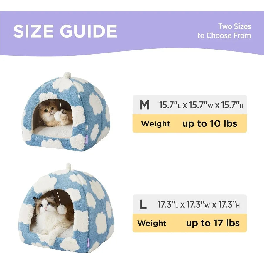 2 In 1 Cozy Cat Cave Bed For Indoor Kittens And Small Pets