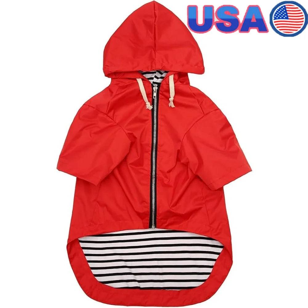 Dog Raincoat Waterproof Jacket With Harness Hole Pocket