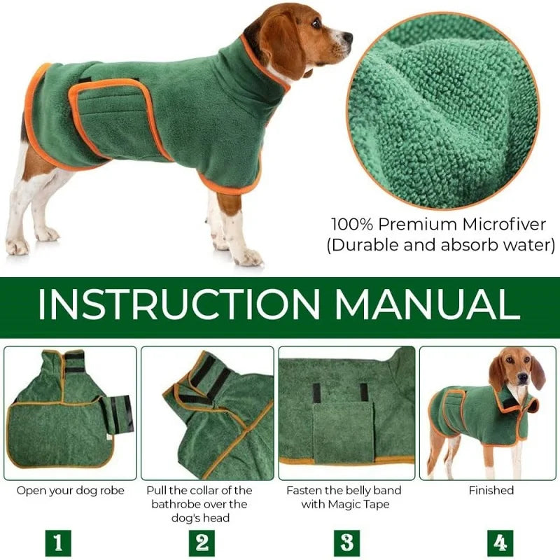 Adjustable Microfiber Pet Bathrobe Towel For Dogs And Cats