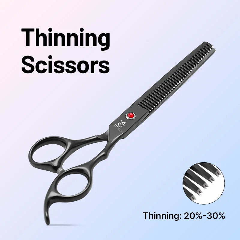 Fenice Classical Model Homeuse 9Cr Steel 6.5 To 7.0 Inch Rainbow Black Dog Grooming Scissors Set For Home Pet Owners