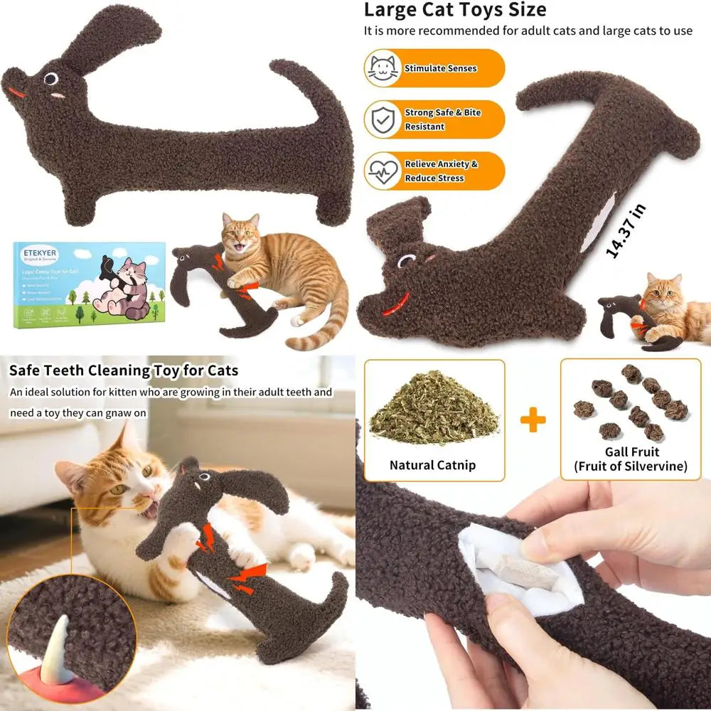 Crinkle Catnip Toys Refillable Plush Pillow for Indoor Cats