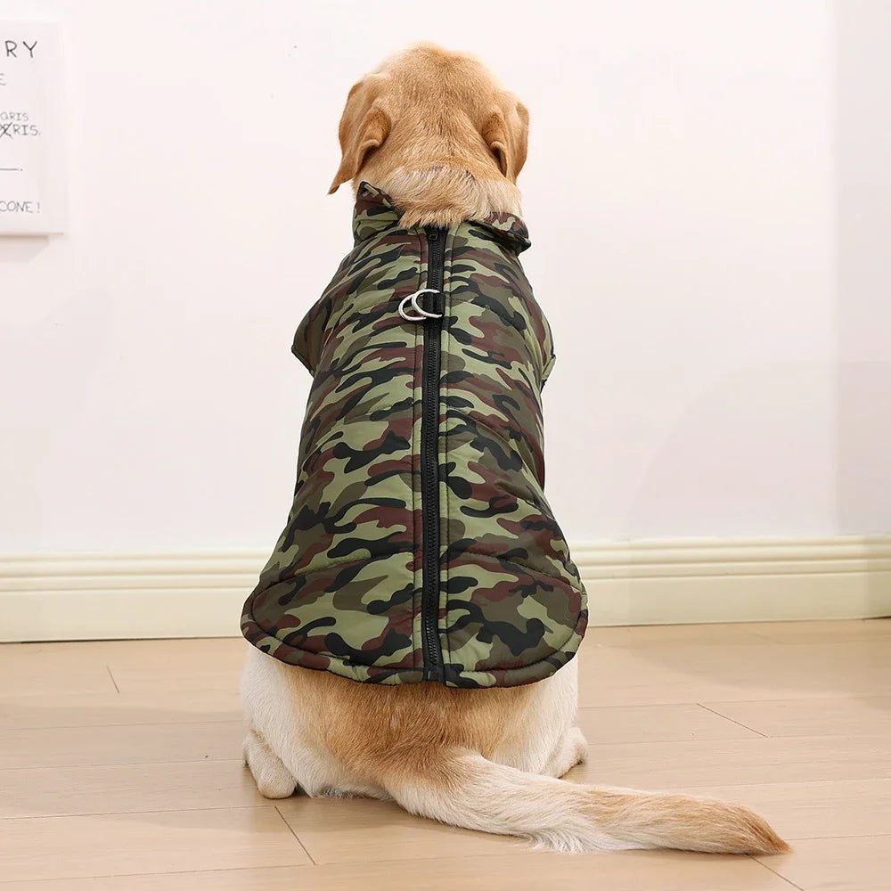 Winter Waterproof Dog Coat Camouflage Print For Large Dogs Windproof Labrador Retriever Apparel