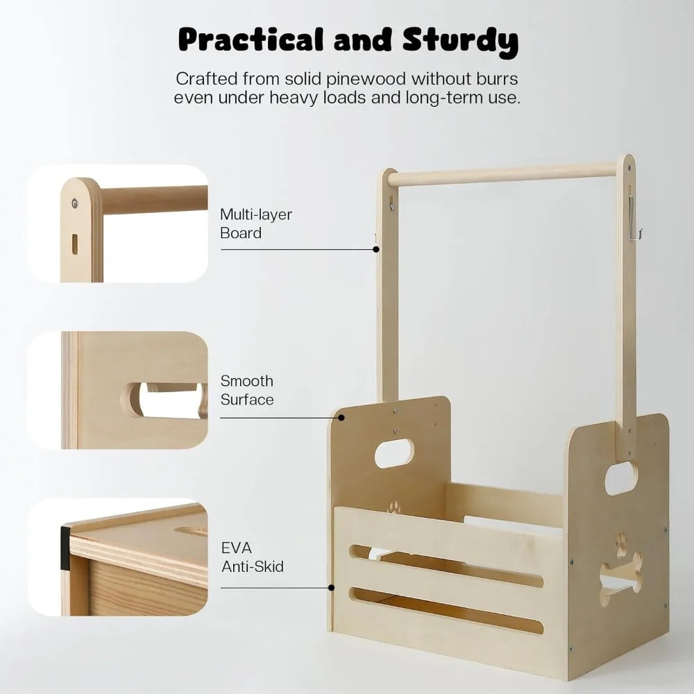 35L Pet Wardrobe Organizer Dog Toy Bin With Hanging Rods