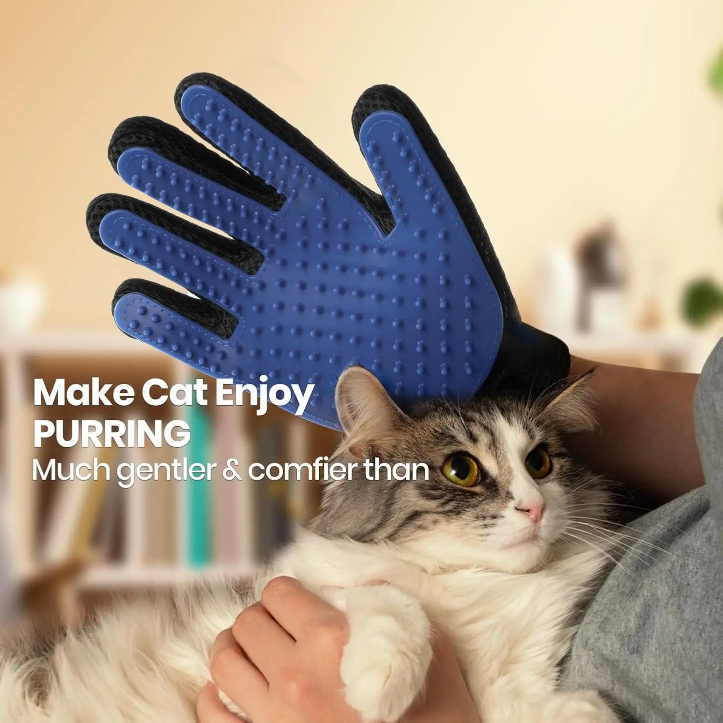 Pet Hair Remover Glove - Gentle Pet Grooming Glove Brush - Deshedding Glove